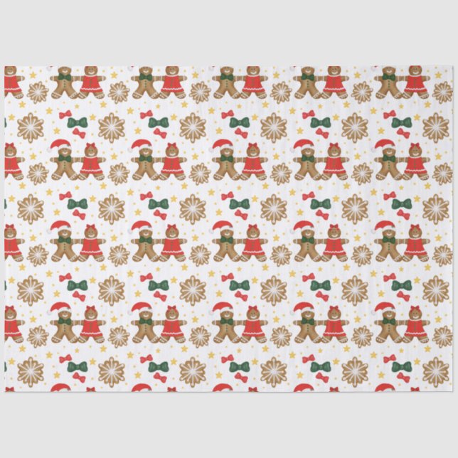 Papel de Seda Natalino com Padrão de Biscoito de G (Frente )
