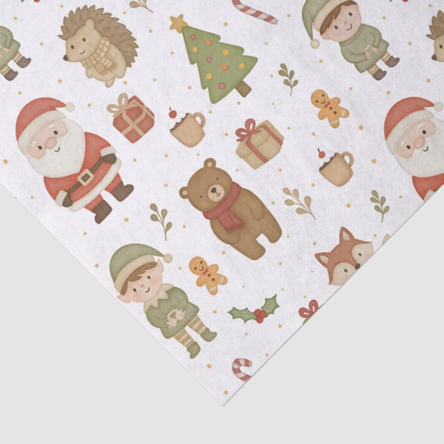 Papel de Seda Natalino Floresta Desenhado à Mão (Detalhes)