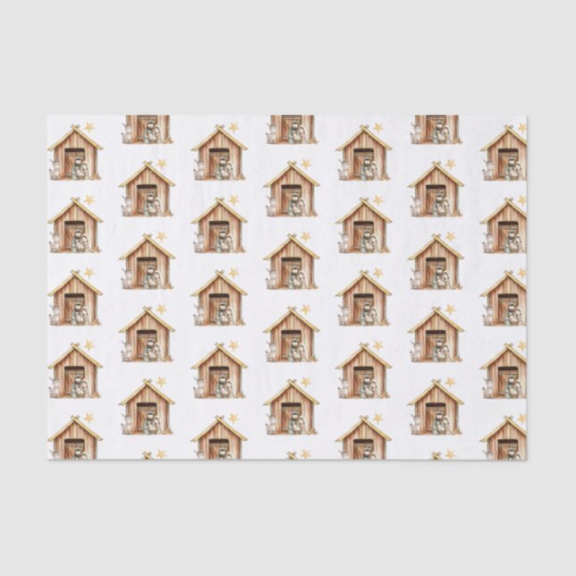 Papel De Seda Natividade Cena Mary Joseph Baby Jesus Natal (Frente )