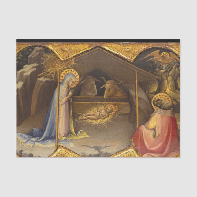 Papel De Seda Natividade Crib abençoada Virgem Maria Criança Jes (Frente )