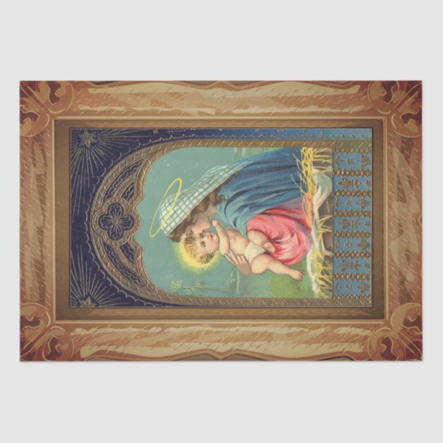 Papel De Seda Natividade Mary que guardara o bebê Jesus (Frente )