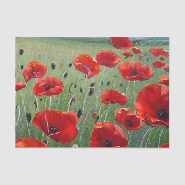 Papel De Seda Nature Red Poppies (Frente )