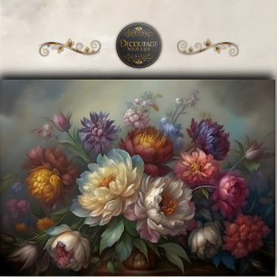 Papel De Seda Natureza-Morta Floral Romântica de Peônia Decoupag