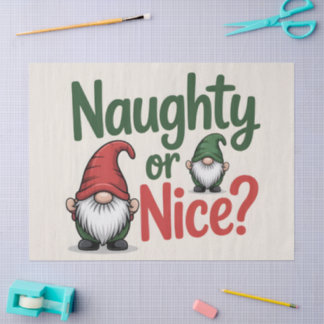 Papel De Seda Naughty or Nice Christmas Graphic: Cute Gnomes