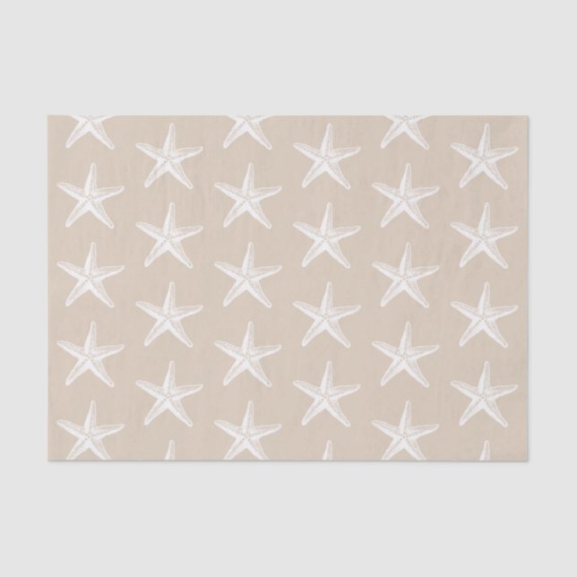 Papel De Seda Náutica Costeira de Starfish Branco (Frente )