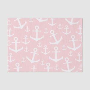 Papel De Seda Náutico cora o teste padrão cor-de-rosa & branco
