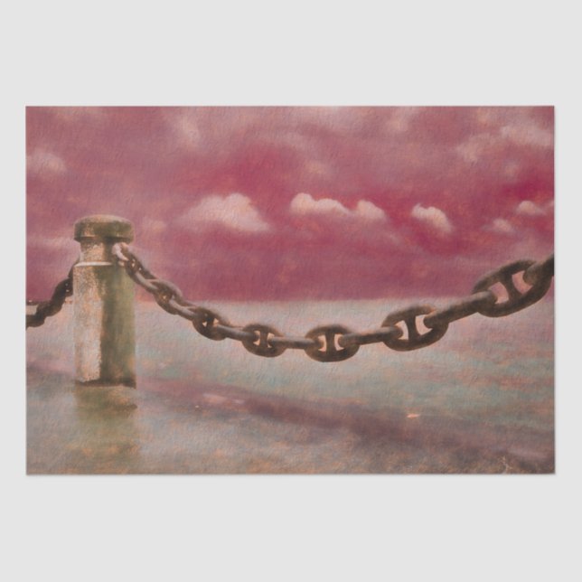 Papel De Seda Náutico Verão Praia Frente Cor Marrom Rosa (Frente )