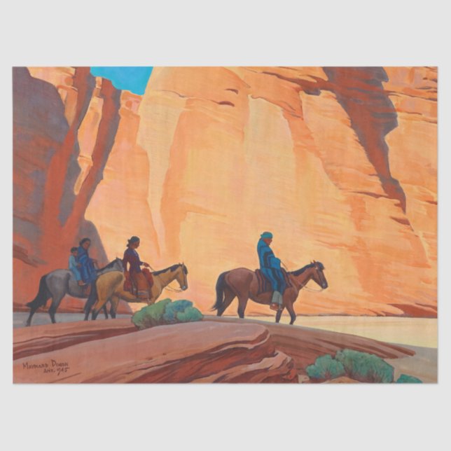 Papel De Seda Navajos em um desfiladeiro por Maynard Dixon (Frente )