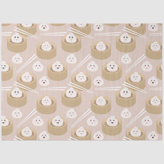 Papel De Seda Navio a vapor Cute Kawaii Dumplings (Frente )