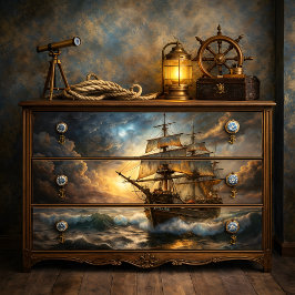 Papel De Seda Navio Alto Mares Tempestuosos Decoupage