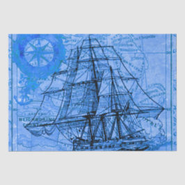 Papel De Seda Navio Antigo e Mapa