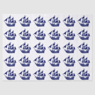 Papel De Seda Navio Pirata Caveira Cruzada DIY Cores Azul