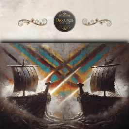 Papel De Seda Navios Viking Longships Duelo Decoupage