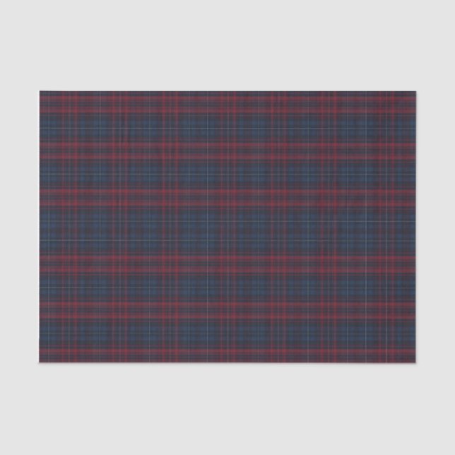 Papel De Seda Navy Blue and Burgundy Plaid Tissue Paper (Frente )