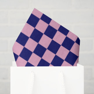 Papel De Seda Navy Blue and Light Pink Checkerboard Pattern