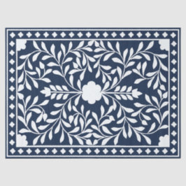 Papel De Seda Navy Blue Bone Inlay Decoupage Paper