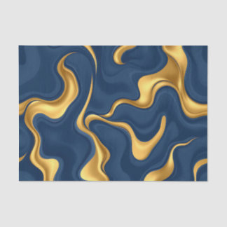 Papel De Seda Navy Blue Gold Marble Abstract Luxury Swirl