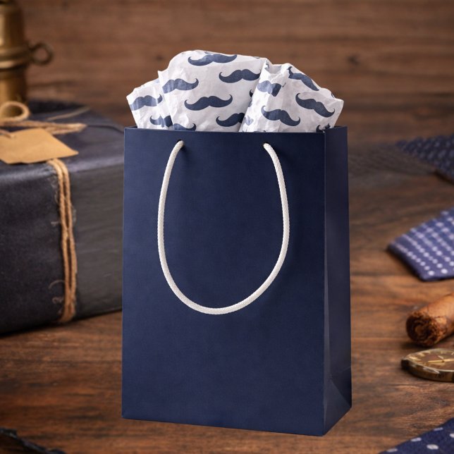 Papel De Seda Navy Blue Mustache Pattern Father's Day (Criador carregado)