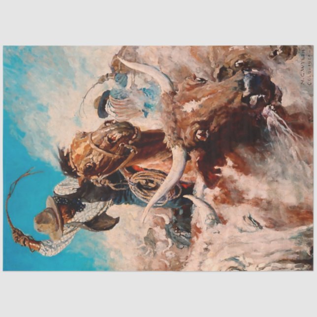 Papel De Seda NC Wyeth pintando "Cortando" (Frente )