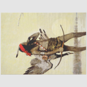 Papel De Seda NC Wyeth Pintura Histórica Caça Indígena Indígena