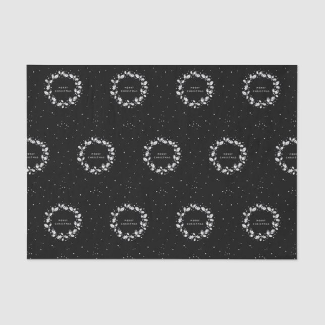 Papel De Seda Negra Elegante Moderna+White Christmas Holly Wreat (Frente )