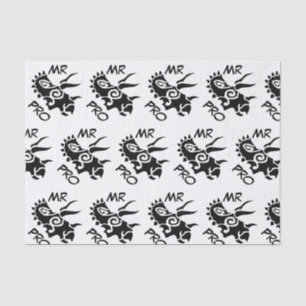 Papel De Seda Negro Mister Pro Triceratops Matado Antigo