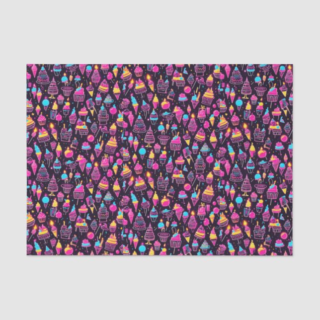 Papel De Seda Neon Birthday Sweets (Frente )