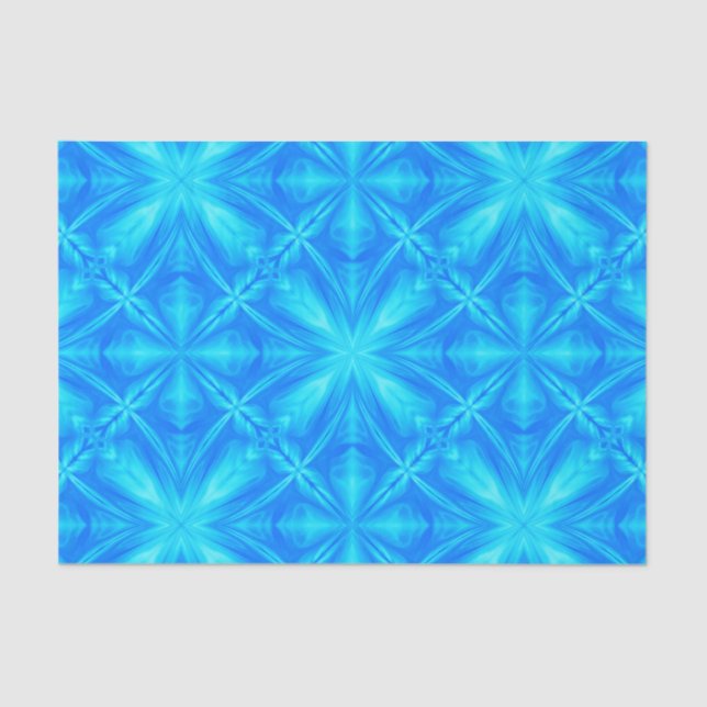 Papel De Seda Neon Blue Turquoise Psychedelic Cloudy Abstrato (Frente )
