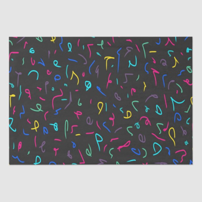 Papel De Seda Neon Bright Marks on Black (Frente )