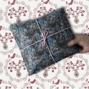 Papel De Seda Néon-claro-preto Brilho Xmas Coração e Velas