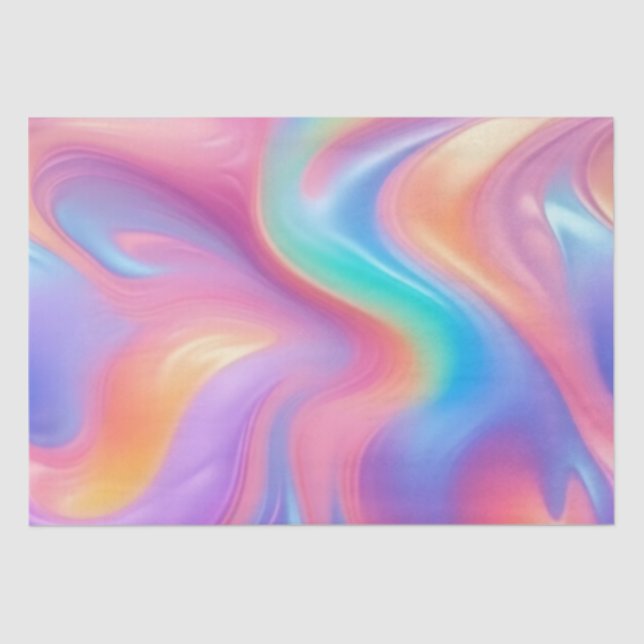 Papel De Seda Néon de tendência Ondas abstrato azuis cor-de-rosa (Frente )
