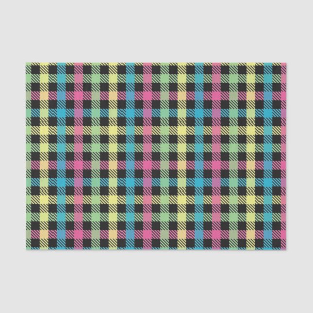 Papel De Seda Neon Gingham (Frente )
