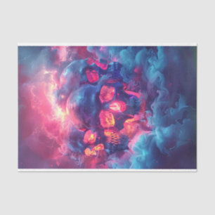 Papel De Seda Neon Glow na Nuvem Negra do Crânio