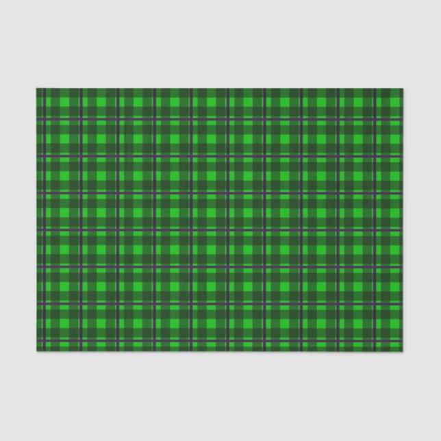 Papel De Seda Neon Green & Purple Tartan 01 (Frente )