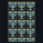 Papel De Seda Neon Menorah<br><div class="desc">Menorah azul no estilo de sinal de neon.</div>