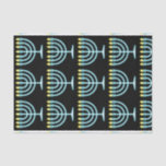 Papel De Seda Neon Menorah<br><div class="desc">Menorah azul no estilo de sinal de neon.</div>