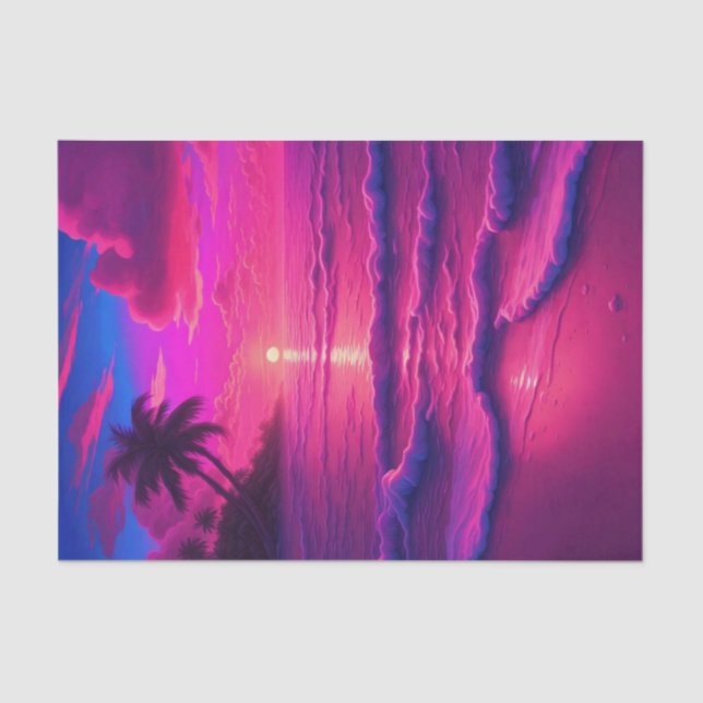 Papel De Seda Neon Pink Sandy Beach Decoupage | Tropical vibrant (Frente )