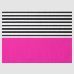Papel De Seda Neon Pink with Black and White Stripes