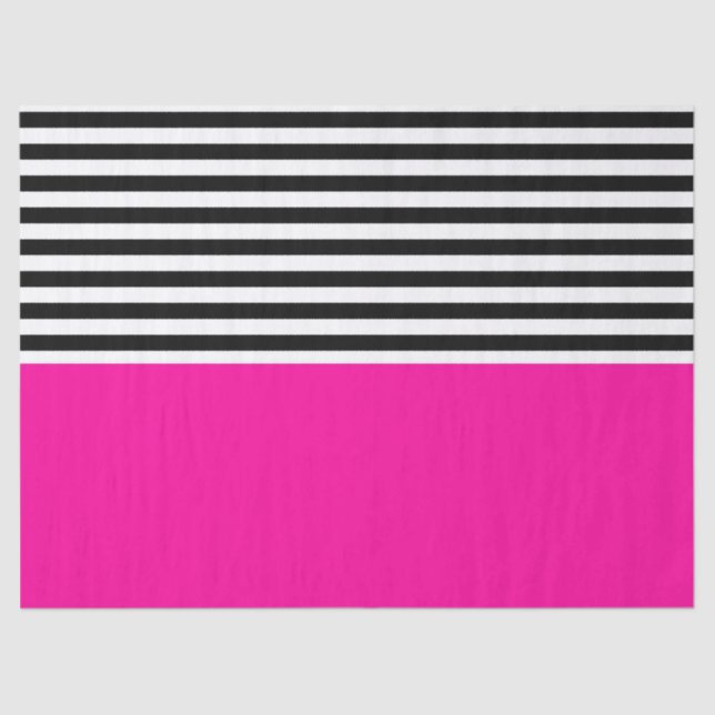 Papel De Seda Neon Pink with Black and White Stripes (Frente )