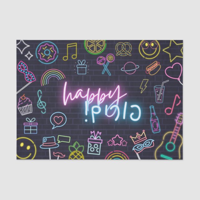 Papel De Seda Neon Purim (Frente )