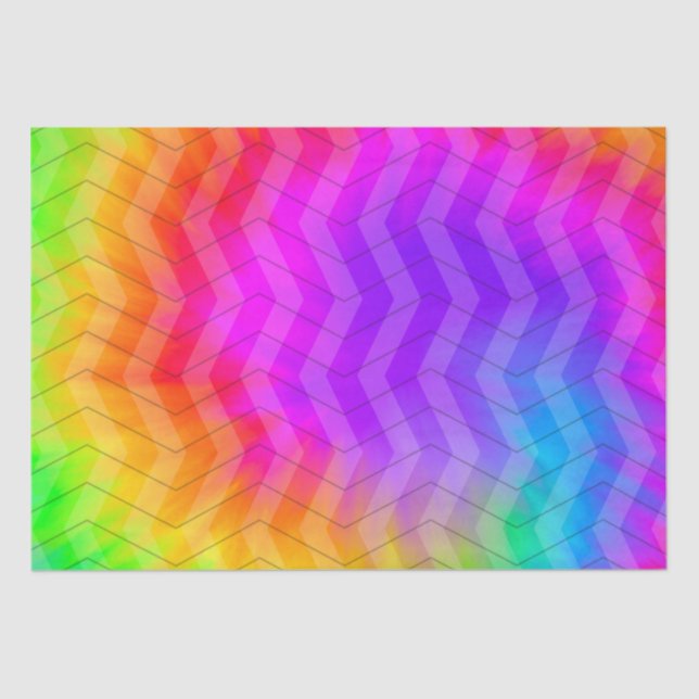 Papel De Seda Neon Rainbow Herringbone Gift Bag (Frente )