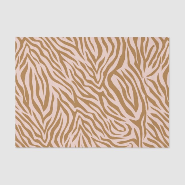 Papel De Seda Neutral Brown Zebra Animal Stripe Decoupage (Frente )