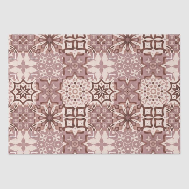 Papel De Seda Neutro,bege,vermelho,rosa,azulejos marroquinos (Frente )