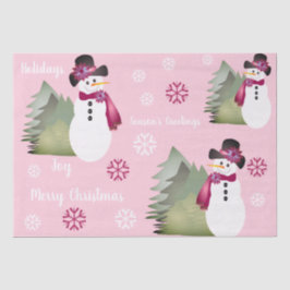 Papel De Seda Neve com rosa e verde
