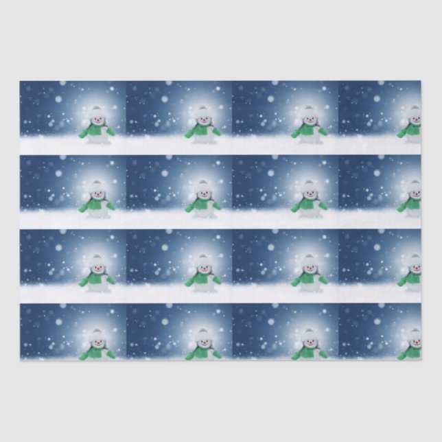 Papel De Seda Neve com um lenço verde (Frente )