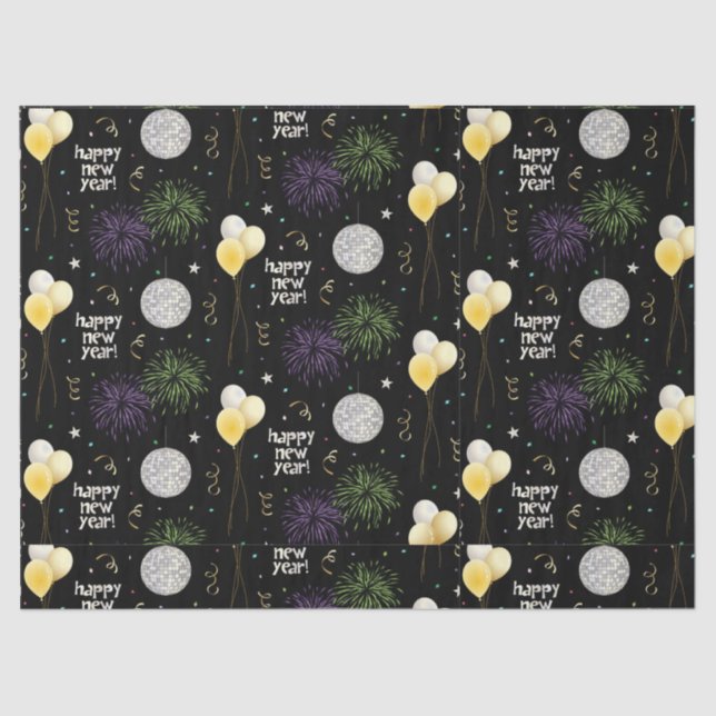 Papel De Seda New Year Party Balloons Wrapping Paper (Frente )