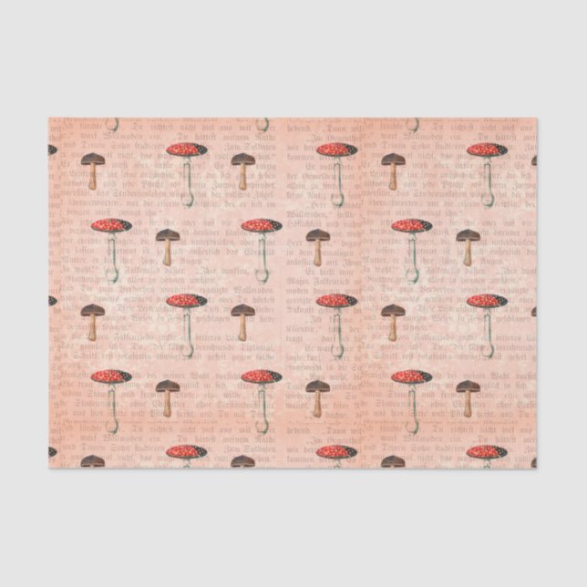 Papel De Seda Newsprint e Cogumelos (Frente )