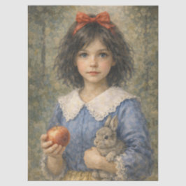 Papel De Seda niña con manzana y conejo