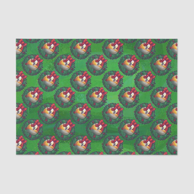 Papel De Seda Nine Ball in Wreath Pattern on Green (Frente )