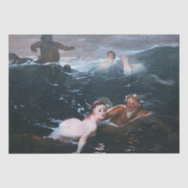 Papel De Seda Ninfas e Sábios Gregos Brincando nas Ondas